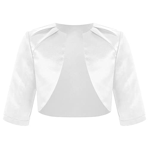 YiZYiF Kids Girls Flower Girl Bolero Satin Shrug Cardigan Short Jacket for Wedding Party Bridesmaid Dresses