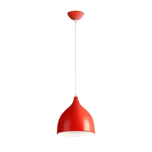 Chandelier industriel rouge 17cm suspension scandinave pour salle à manger