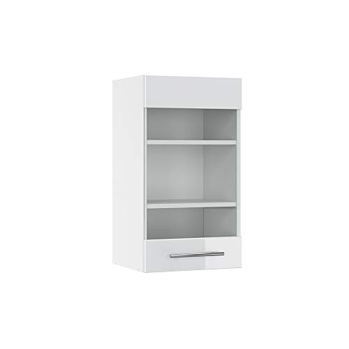 Vicco Armoire en Verre Fame-Line, Blanc Haute Brillance, 40cm, à Combiner avec d'autres modules de la série Fame-Line