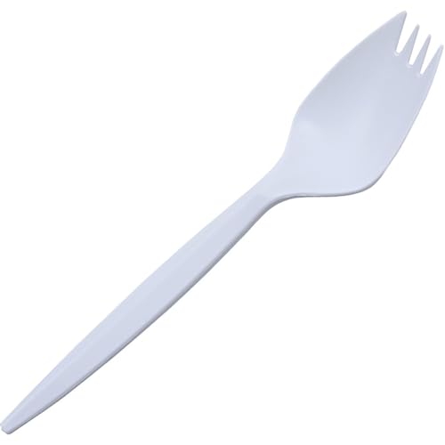 genuine joe medium weight plastic spork bulk packed white 1000 count