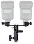 Interfit Photographic STR144 Twin Metal Umbrella Bracket with 2 Metal Adjustable Flash Shoes for Flash Units