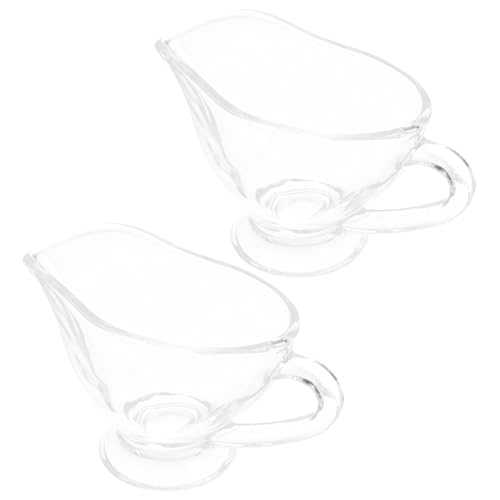 EXHUMKY 2 pezzi Bicchiere Salsiera Vetro Capacità per Salsa Condimenti e Latte Design Leggero e Facile da per Cucina e Ristoranti