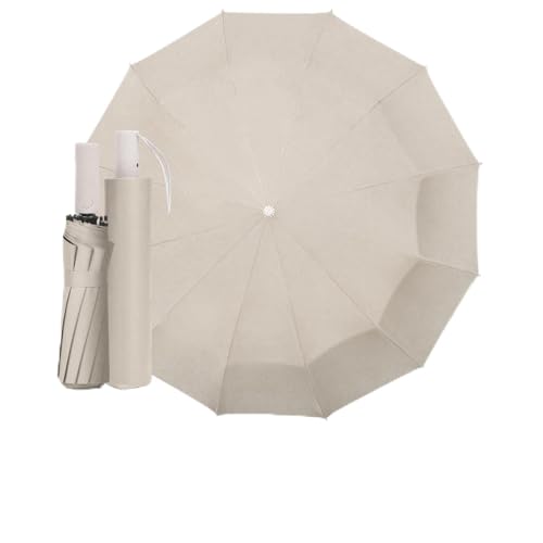 ADFGEGL Large Automatic Umbrella - Windproof Travel Compact Folding Umbrella with Automatic Open & Close for Men and Women -creamy white