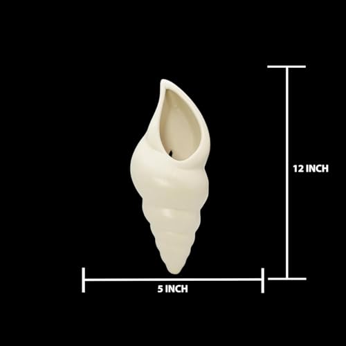 Image of JIYANSH Creation Ceramic Wall Planter Set of 2 - Modern Scalloped Hanging Flower Pot for Indoor Plants Succulents Air Plants - Half Moon Wall Vase (White)