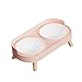 KiBcsLic Cat Dog Water Food Bowl Elevated Pet Feeder Neck Protection Anti Slip Feeding Station Pet Feeding Dish for Small Medium Dogs, Pink, PP Bowl
