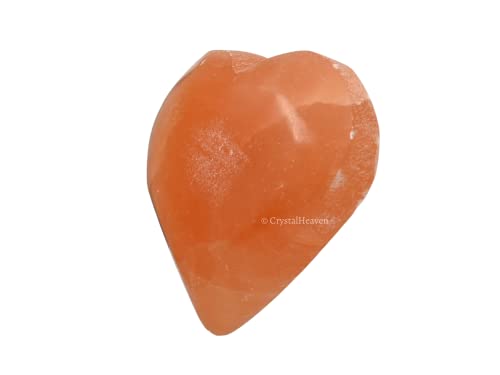 Image of Certified Large Orange Selenite Crystal Heart Palm Pebbles Stones for Anxiety Stress Relief Massage - AAA Grade Original Healing Gemstone Agate Heart Palm Stone for Yoga Meditation Spiritual