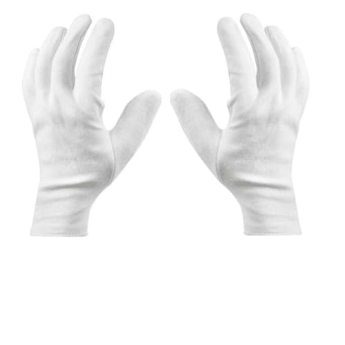 Guantes de algodón blanco para manos secas inspección de plata y limpieza 72 unidades L