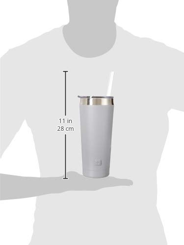 Ello Beacon Vacuum Insulated Stainless Steel Tumbler with Optional Straw, 24 oz, Grey - Thumbnail 3