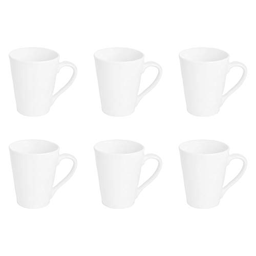 Argon Tableware White Coffee Mug Set of 6-285ml Premium Porcelain Cups - Durable Dishwasher Safe Mugs for Latte Cappuccino Tea Hot Chocolate and Everyday Hot Drinkware at Home or Office