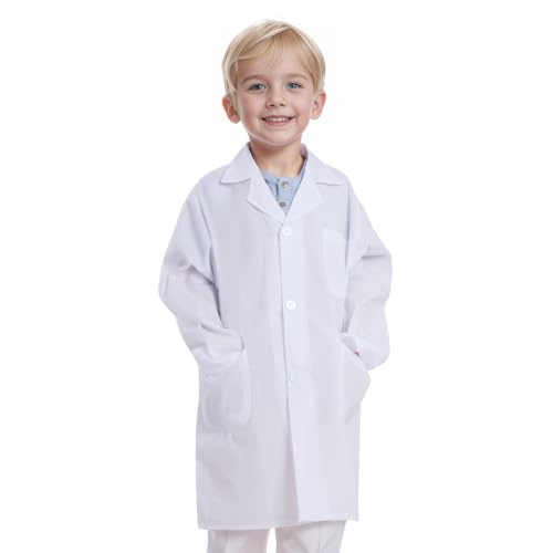 mifengda Doctor Scientist Lab Coat for Kids Children Scientist Doctor Costume Dress Up Coat for Boys Girls Halloween Costume Role Play