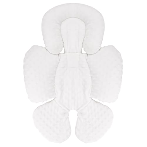 Image of KAKIBLIN Infant Car Seat Insert, Carseat Head Insert & Body Support for Newborn, 2-in-1 Reversible Baby Car Seat Cushion, Soft Stroller Insert for Car Seats, Bouncer, Strollers, Swing (White)