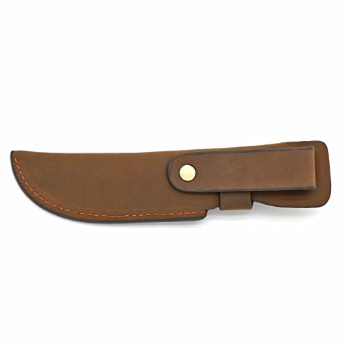 TOURBON Brown Leather Fixed Blade Knife Sheath with Snap Closure