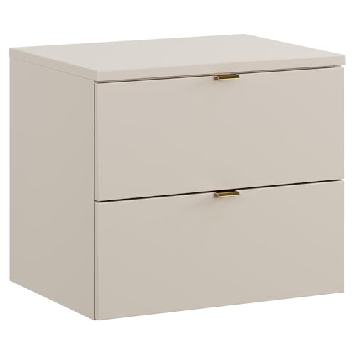 Lomadox Badezimmer Waschtischunterschrank 60 cm in Kaschmir matt, 2 Schubladen