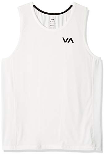 RVCA Men's VA Vent Sleeveless Tank TOP, Antique/White, XL