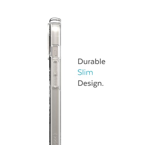 Image of Speck Clear iPhone 14 Plus Case - Drop Protection, Scratch Resistant, Dual Layer Slim Phone Case for 6.7 Inch iPhones 14 Plus - MagSafe Compatible - Anti-Yellowing - Presidio Perfect - Clear /Silver