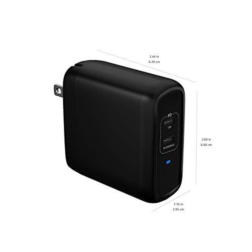 Amazon Basics 68W Two-Port Gan Usb-C Wall Charger (50W + 18W) With Power Delivery Pd For Laptops, Tablets And Phones (Iphone 14/13/12/11/X, Ipad, Macpro, Samsung, And More)-Black (Non-Pps) #TOP5