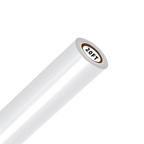 Image of FUNKAKA Heat Transfer Vinyl Reflective White HTV Roll, 12 inch x 20ft Reflective Iron on Vinyl for All Cutter Machine, Easy to Cut & Weed for Heat Vinyl DIY Design