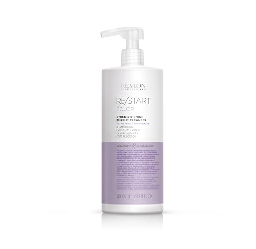 Revlon Professional RE/START Color Strengthening Purple Cleanser, Champú Matizador Antiamarillo para Cabello Rubio y Decolorado, Fortalece y Neutraliza Tonos Amarillos, 1000 ml