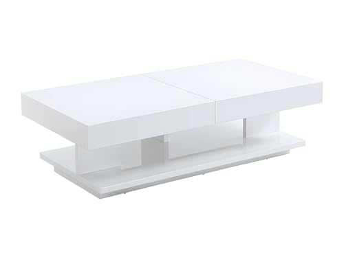 Vente-unique - Table Basse Aramis avec rangements - MDF laqué Blanc