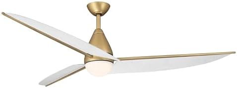 MINKA-AIRE Lirden 65" 5CCT LED Ceiling Fan - Heritage Brass and Painted Linen Blades with White Lens