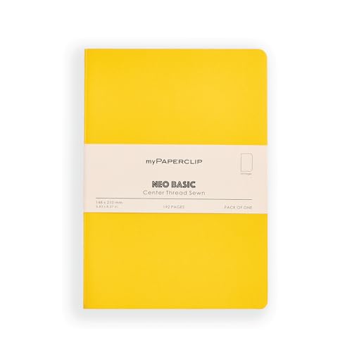 Image of myPAPERCLIP NeoBasic A5 Unruled Notebook | 192 Pages, 80 GSM, 250 GSM Soft Cover, A5 (5.83 x 8.27 in) | Yellow