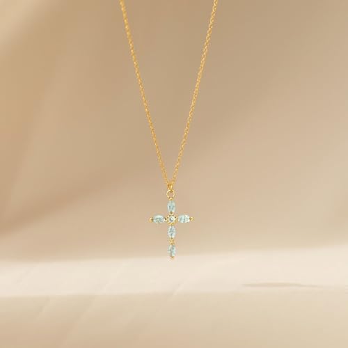 Cross Necklace for Women, 14k Gold Cross Necklaces for Women Trendy Dainty Gold Necklace Pearl Diamond Cross Pendant Necklaces Religious Christian Baptism Faith Jewelry for Woman4