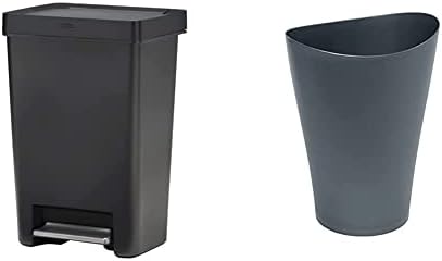 RubbermaidRubbermaid Premier Series II Step-On Trash Can, 13 Gallon, Charcoal & Spa Works Vanity Wastebasket, Home/Bathroom/Office Use, Small 2.25 Gallon, Plastic