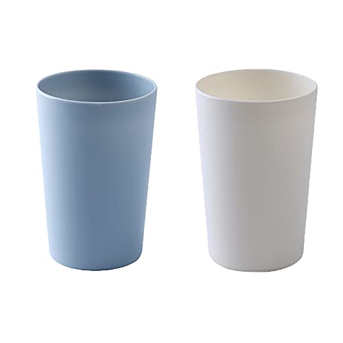 RabyLeo Tazza semplice per bere, tazza di plastica per uso domestico, portaspazzolino per coppie, grande capacità 300 ml (blu e bianco)