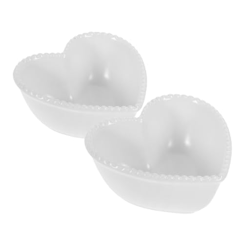 iplusmile 2 Pièces Plaque De Cœur Pêche Bol De Céréales En Forme De Coeur Bol à Pudding En Forme De Coeur Ramequin à Soufflé En Céramique Ramequin Crème Brûlée Bols Mignons Céramique Blanche