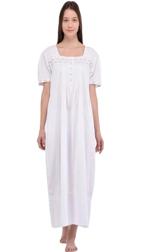Chemise de nuit coton blanc brodée grande taille : le confort anti-transpiration idéal