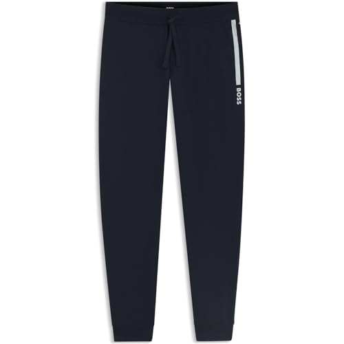 Boss Pantalon de Jogging Authentique pour Homme en Coton avec Logo imprimé, Bleu foncé, XL