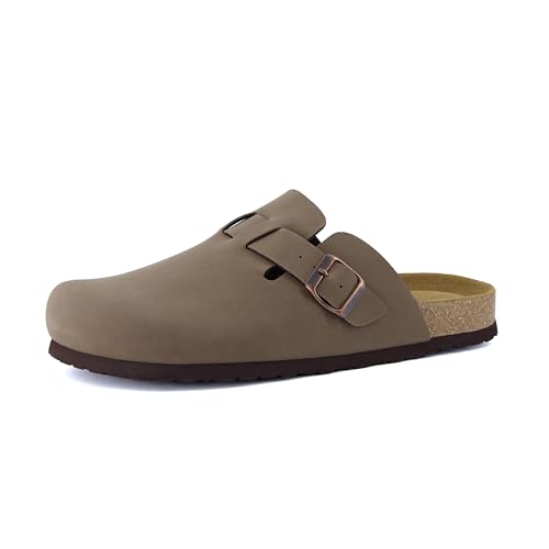 CUSHIONAIRE Haze Mens Clogs | Comfortable Slip-On Clogs for Men with Arch Support and Cork Suede Footbed | Perfect Potato Shoes for Indoor & Outdoor Use