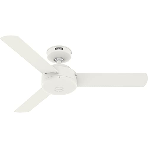 Hunter 44 inch Indoor Ceiling Fan No Light - White Modern Ceiling Fan without Light, 3 Blades, Standard Mount, For Bedroom, Living Room, or Kitchen, Wall Control - Presto 51848, Matte White