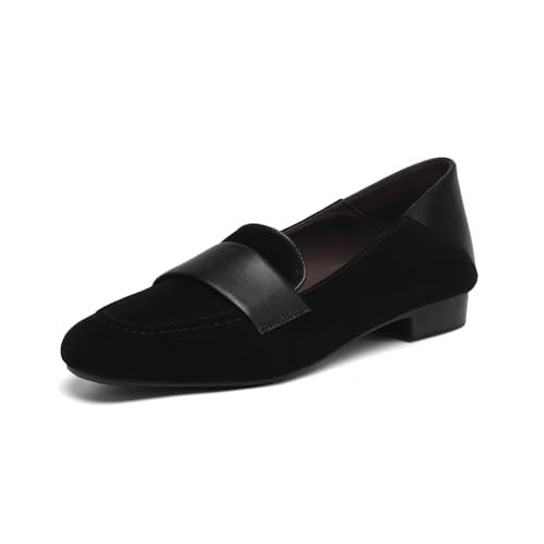 TinaCus Suede & Genuine Leather Handmade Round Toe Comfortable Women's Slip on Flat Shoes