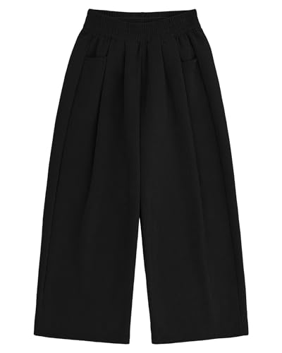 Pantalones para niñas KAKU NANU con cintura elástica de pierna ancha y 2 bolsillos para 5-13 años