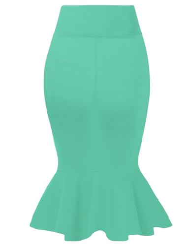 Image of HyBrid & Company Womens Premium Nylon Ponte Stretch Office Fishtail Pencil Skirt High Waist Made in The USA Below Knee