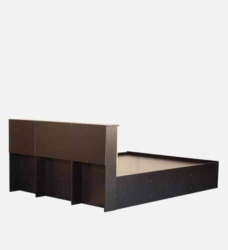Image of Mintwud Pepperfry Solid Engineered Wood Waltz King Size Bed Without Storage | Space Saving Wooden Palang Furniture | Suitable for Living Room, Bedroom and Hotel (Wenge Finish)