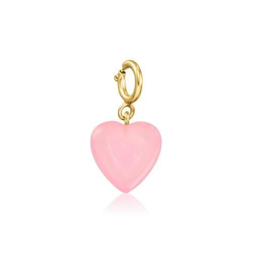 Ross-Simons Pink Jade Heart Charm in...