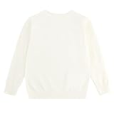 chickiddos Boys&Girls' Uniform Cotton Crewneck Sweater, Long Sleeve Pullover Thermal Wool Solid Knit Top (US, Age, 7 Years, 8 Years, White)