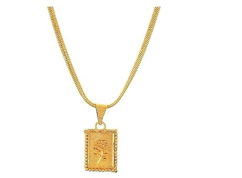 Image of Handicraft Kottage 1gm 22Ct Gold Plated chain with Pandent |latest & Stylish High Gold Plated Celebrity Inspired Gold Chain /Necklace /Jewellery Set /Fashion jewellery for Mens,Womens Girls