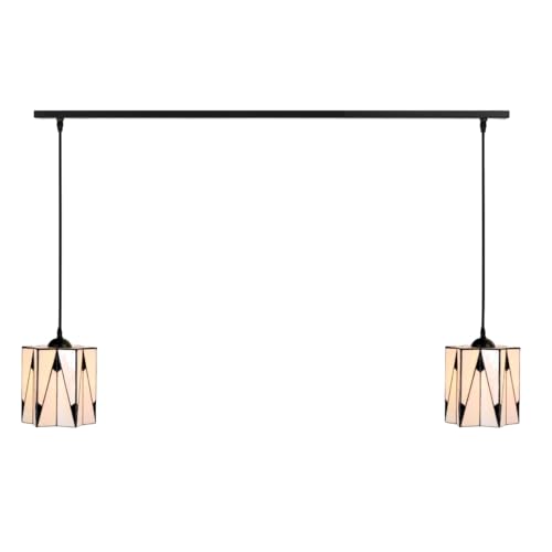 Tiffany-style suspension Art Deco sur poutre pour ambiance loft boisé