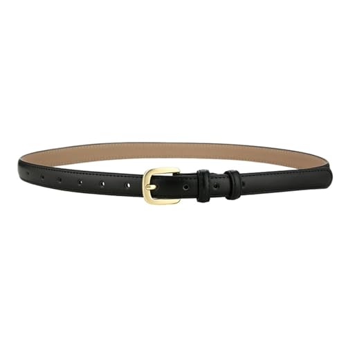 Ceinture femme en cuir noir style coréen mince pour décorer un jeans de mode