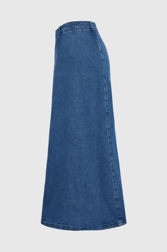Huang's Women's Western Style Front Slit Design Wash Jean Long Denim Maxi Skirt2