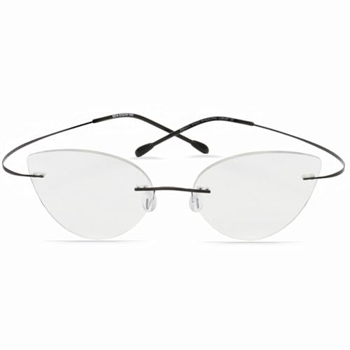 EYEphy Gafas de Lectura fotocromáticas Inteligentes de Titanio con Ojo de Gato para Mujer, Lentes de Resina asférica 1,56 para Exteriores / UV400,Negro,+2.0