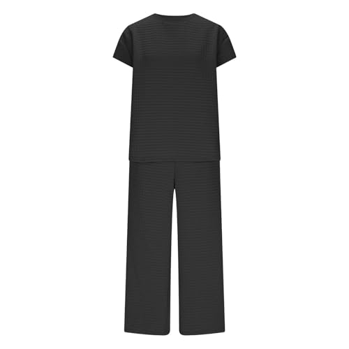 Two Piece Sets for Women Summer Fall Travel Outfits Sweatsuits Casual Pullover Tops and Wide Leg Sweatpant Lounge Sets Trendy4