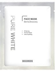 Big Green Pure White Derma 2recovery Maskpack 0.8oz - 5 Sheets, Anti Wrinkle, Deep Moisturizing, Dark Spot, Brightening, Mushroom Complex, Soothing