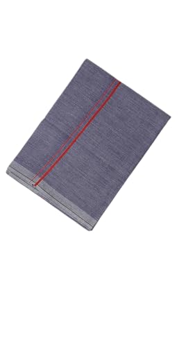 Image of Pure Cotton Dhoti for Men (1.28 x 1.87 m) | Solid Panchalu with Varied Small Color Border | Kerala Cotton Veshti, Khadi Dhoti | Lightweight Pooja & Temple Wear