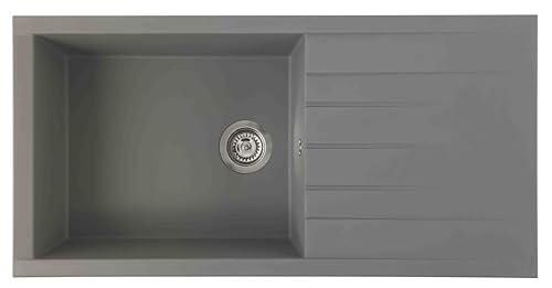 Respekta Houston HOUSTON100X501BG - Fregadero de minerales (1 lavabo empotrable de 100 x 50 cm, apto para armarios bajos a partir de 60 cm de ancho), color gris