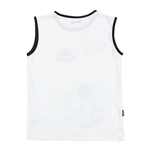 Image of Gini & Jony Boys' White Vest | Knits /Cotton | Hand-wash | Chest print | V-Neck | Regular Fit |