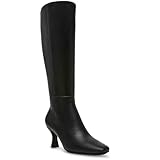 Anne Klein Women's Perfection Knee-High Boot, Black Leather, 9 M